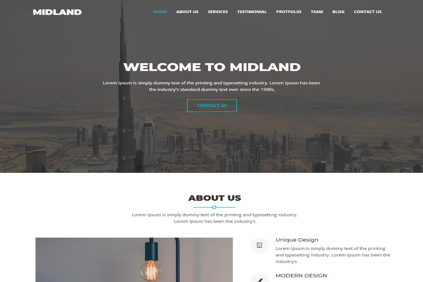  Midland responsive Website Parallax Template